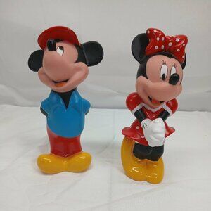 Vintage Mickey And Minnie Rubber Doll / Figures